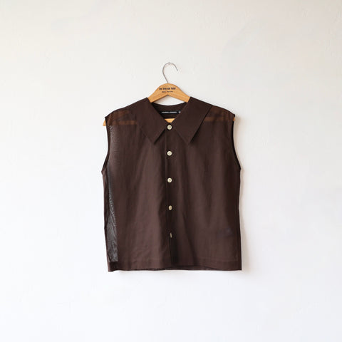 Nicholson & Nicholson Sheer Collar Shirt - Brown