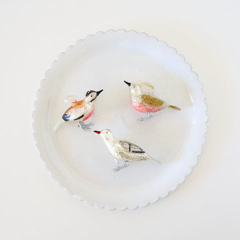 Blown Glass Ornaments - Glitter Birds - 3 Options