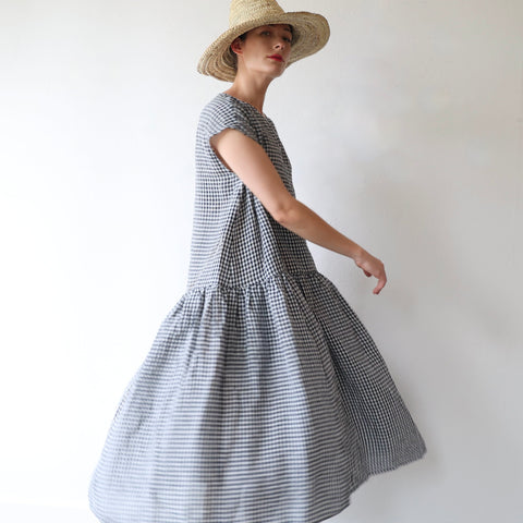 Apuntob Linen Dress - Abyss Gingham