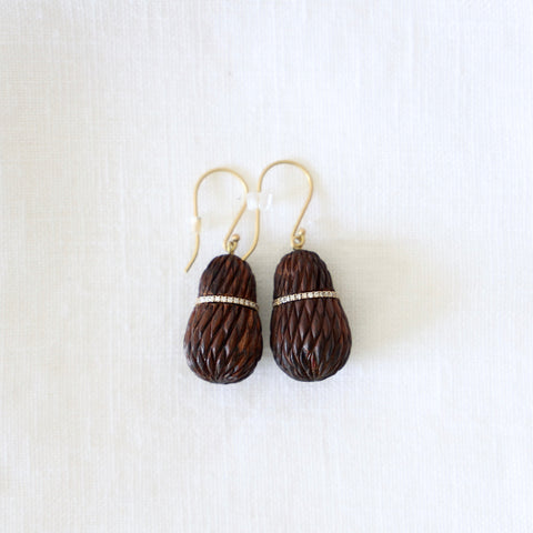 Susan Hable Rosewood + Diamond Acorn Earrings