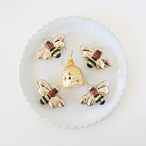 Blown Glass Ornaments - Bees and Bee Skeps - 2 Options