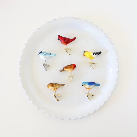 Blown Glass Ornaments - Small Songbird Clip-Ons - 6 Options