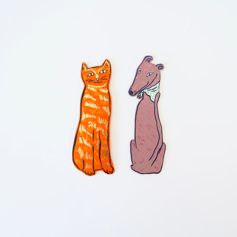 Cat & Dog Leather Bookmarks