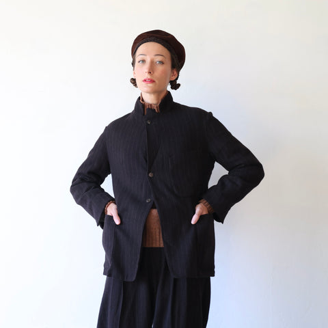 Samuel Snider Wool/Alpaca Fetherston Jacket - Espresso Pinstripe