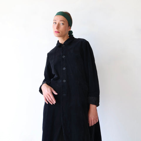 Pas de Calais Brushed Cotton Balmacaan Coat - Black