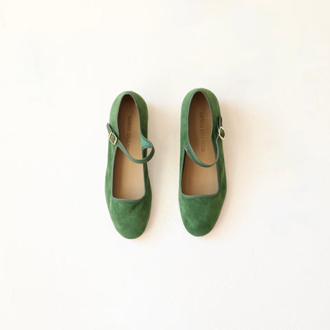 Caron Callahan Mary Janes - Green Suede