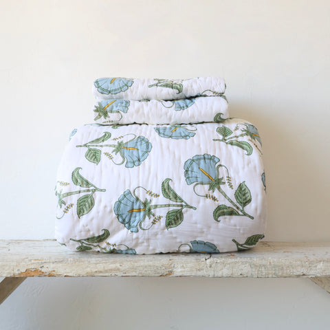 John Robshaw Farah Light Indigo Quilt & Shams - 3 Options