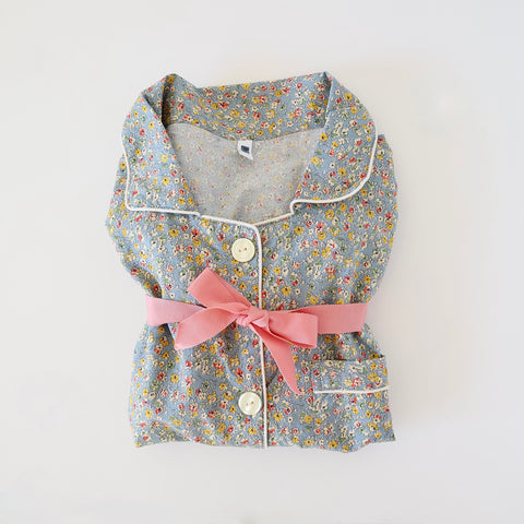 Domi Oversize Pajama Set - Soft Blue Ditsy Floral