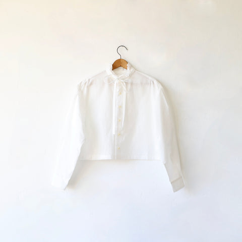 Nicholson & Nicholson Crisp Ruffle Collar Shirt - White