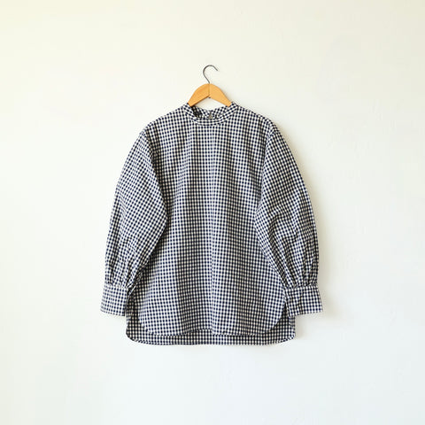 Bon Stand Collar Shirt - Navy Gingham