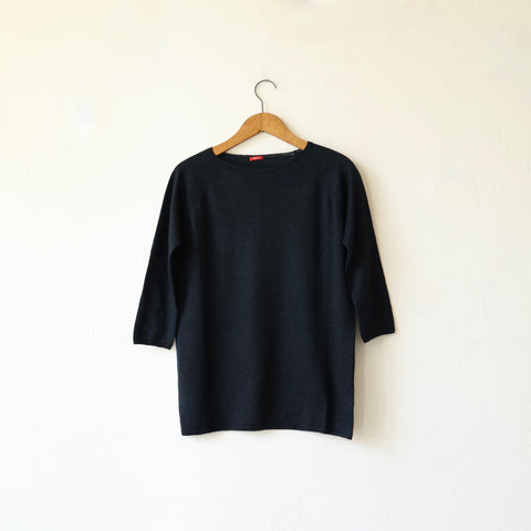 Apuntob Linen/Silk Pullover - Navy