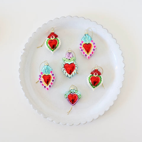 Blown Glass Ornaments - Milagro Hearts - 4 Options