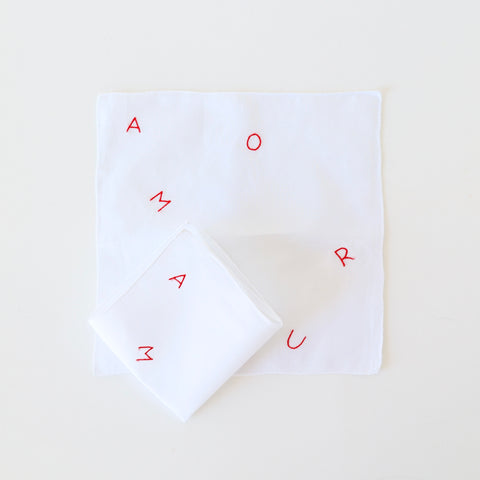 Hand Embroidered Handkerchief - Amour