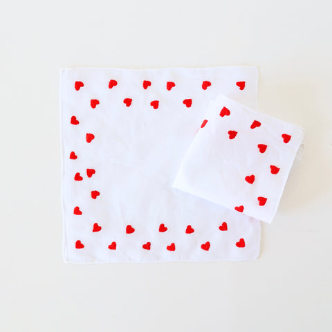 Hand Embroidered Handkerchief - Hearts