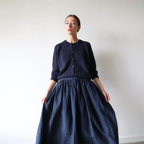 Apuntob Linen Gathered Skirt - Abyss