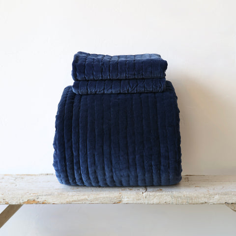 John Robshaw Cotton Velvet Quilt & Shams - Indigo