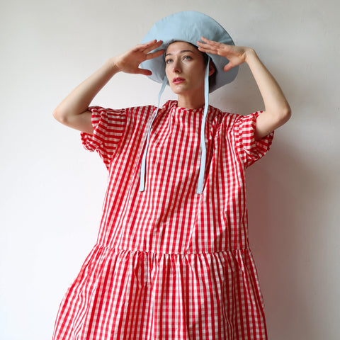 Eleph Short Mumu Dress - Red Check
