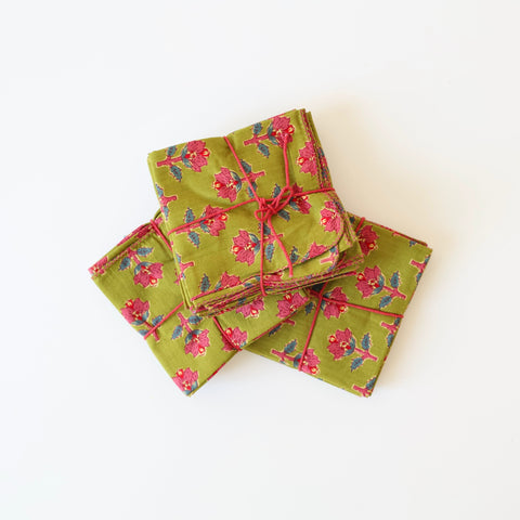 Set of 4 Cotton Napkins - Daffodile Olive