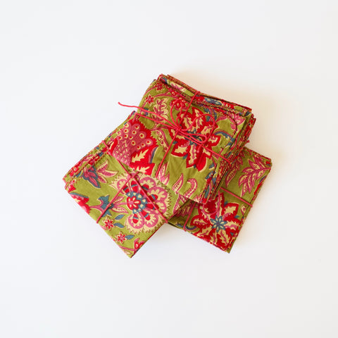 Set of 4 Cotton Napkins - Dandelion Olive