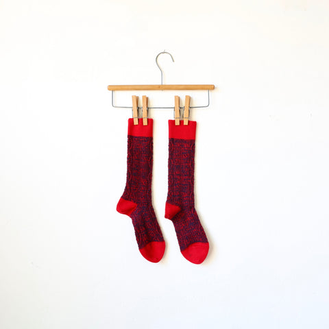 Babaco Wool Mélange Cable Socks - Red