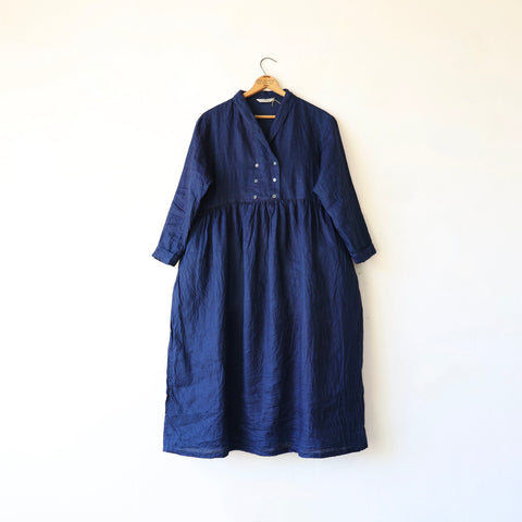 Ichi Antiquités Double Breasted Dress - Dark Indigo