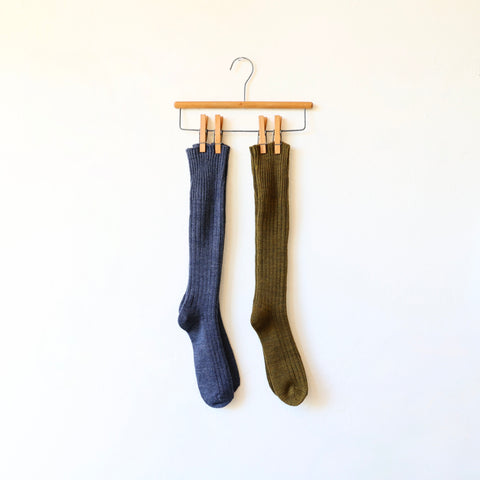 Yahae Wool Ribbed Knee Socks - 2 Colors