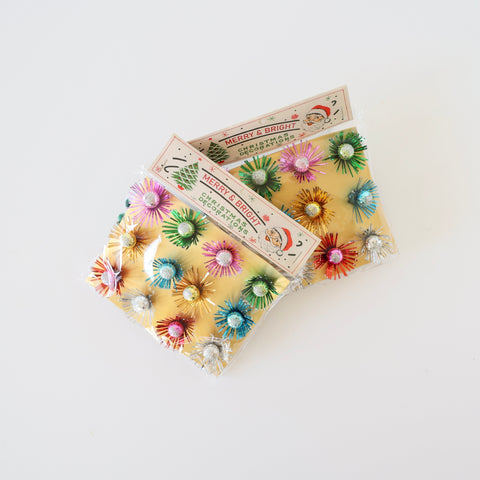 Set of 12 Vintage Inspired Chenille Stem Christmas Decorations