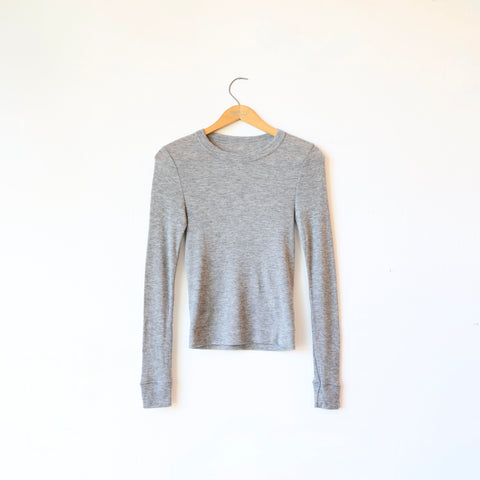 Grisal Cashmere Rib Knit Crewneck - Heather Grey