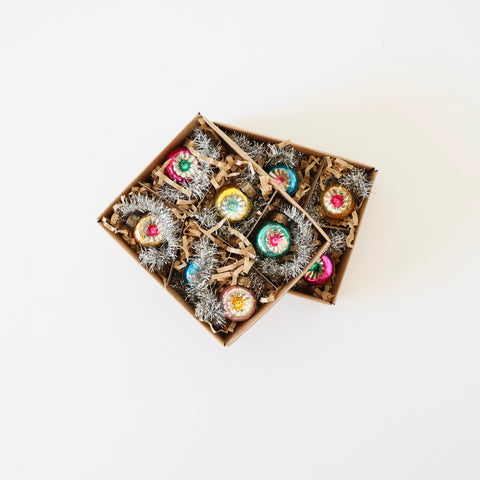 Set of 6 Vintage Inspired Small Blown Glass Ornaments