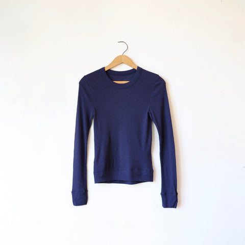 Grisal Cashmere Rib Knit Crewneck - Blue