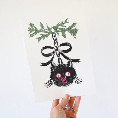 Minnieolga Holiday Cat Ornament Card