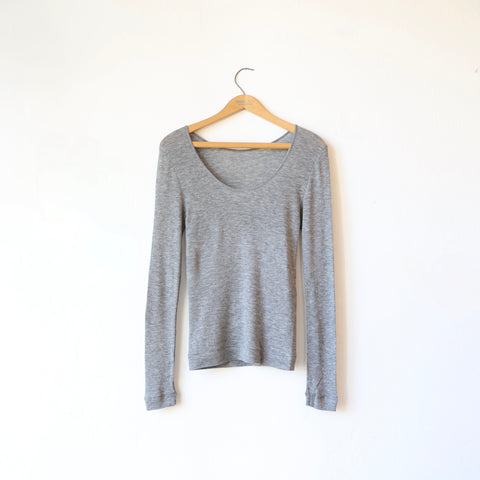 Grisal Cashmere Reversible Open Neckline Knit - Heather Grey