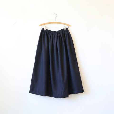Makié Wool Pleated Andrea Skirt - Navy Pinstripe