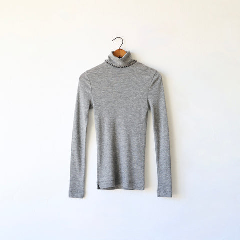 Grisal Cashmere Fine Rib Turtleneck Knit - Grey