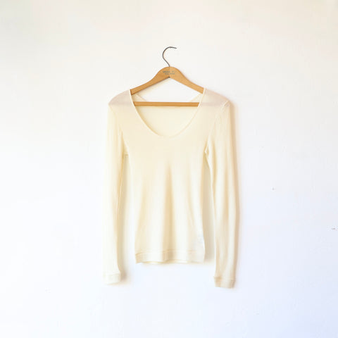 Grisal Cashmere Reversible Open Neckline Knit - Cream