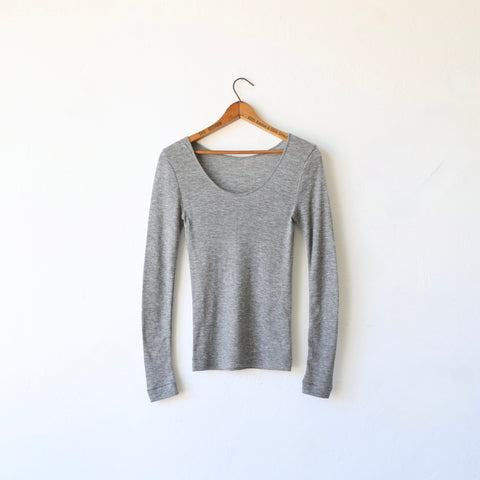 Grisal Cashmere Fine Rib Reversible Neckline Knit - Grey