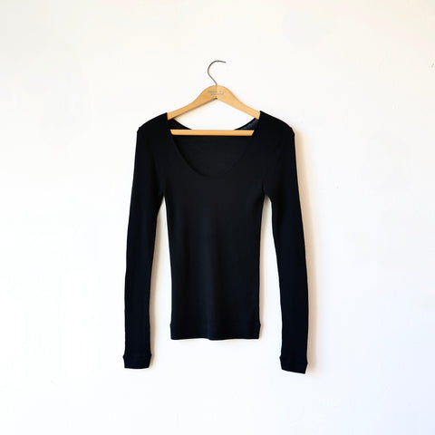 Grisal Cashmere Reversible Open Neckline Knit - Black