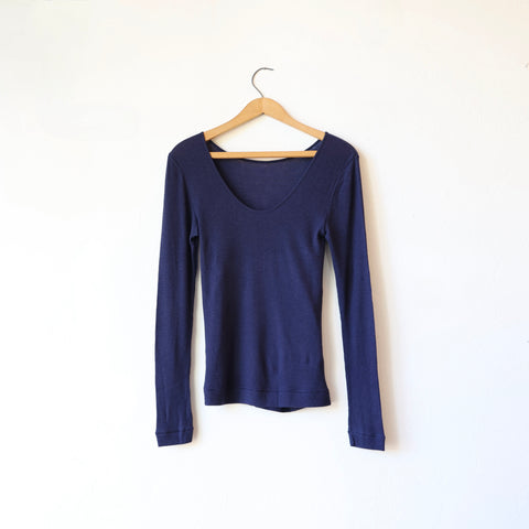 Grisal Cashmere Reversible Open Neckline Knit - Blue