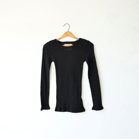 V::room Gauze Rib Cotton Tee - Black