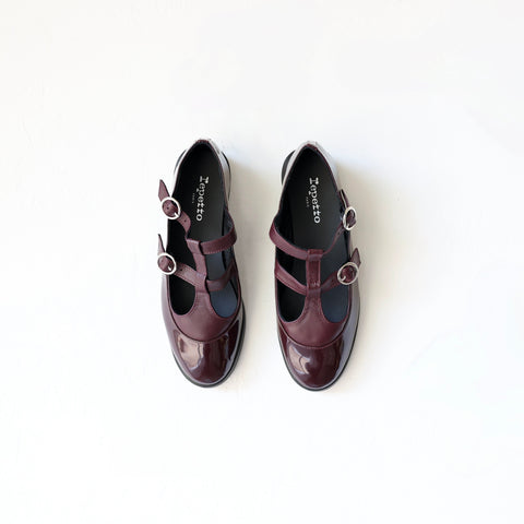 Repetto Salome College T-straps - Deep Wine