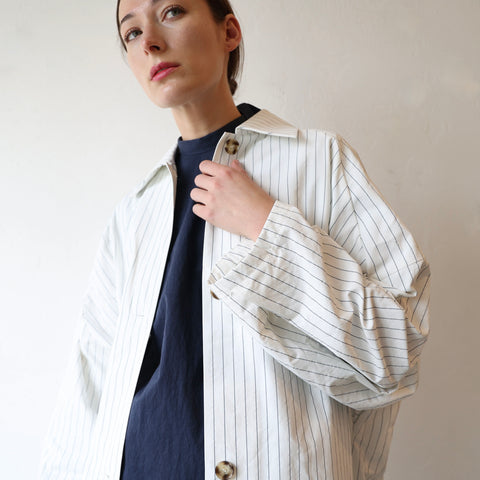 Eleph Lies Coat Long - Ecru Stripe