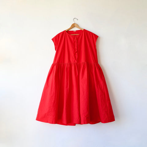 Apuntob Ruffle Cotton Dress - Pomegranate