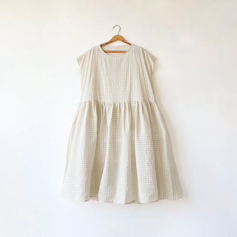 Apuntob Easy Dress - Cream/Blue Plaid