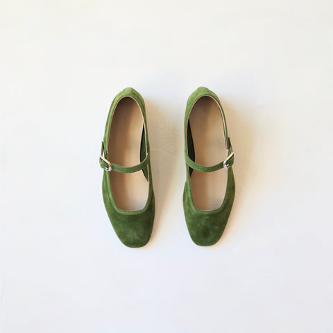 Le Monde Beryl Suede Mary Janes - Green