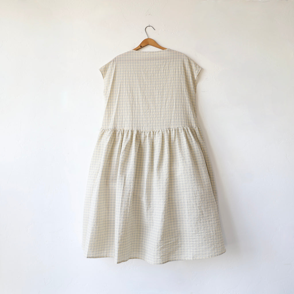 Apuntob Easy Dress - Cream/Blue Plaid