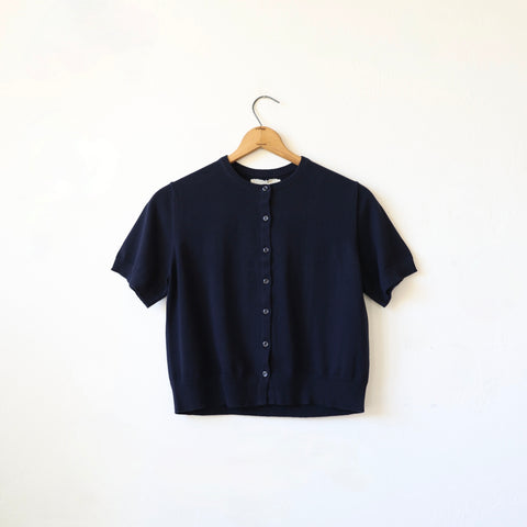 Lars Andersson Organic Cotton Short Sleeve Cardigan - Navy