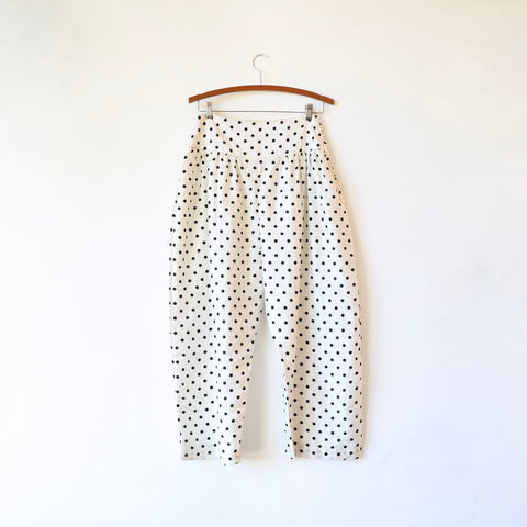 Bunon Silk Pants - Black/Cream Polkadot