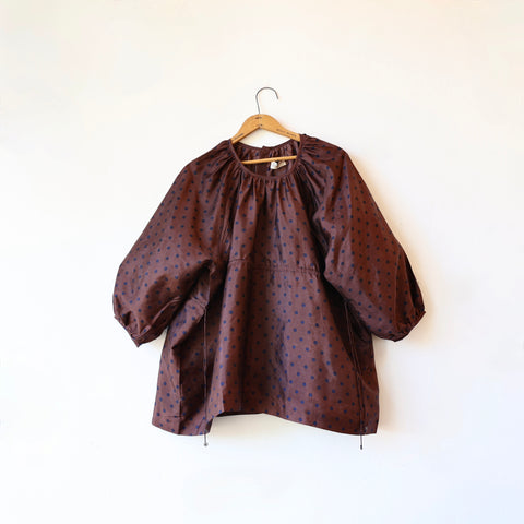 Bunon Silk Blouse - Black/Brown Polkadot