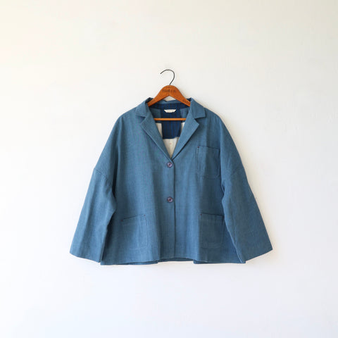 Runaway Bicycle Handloom Cotton Jacket - Steel Blue