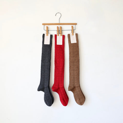Babaco Cable Knit Knee High Socks - 3 Colors